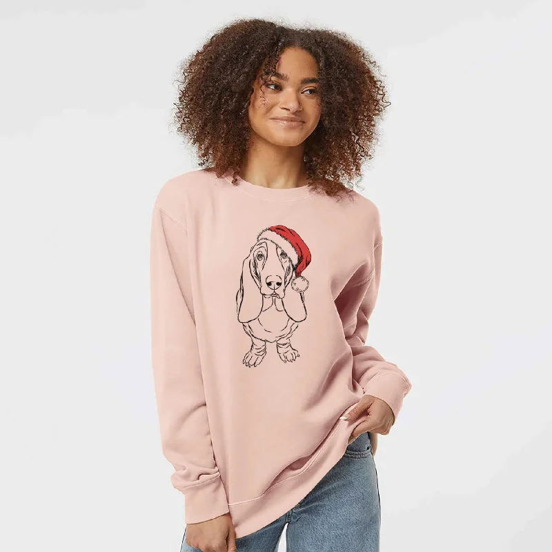 Santa Charlie the Basset Hound - Unisex Pigment Dyed Crew Sweatshirt Hoodie with Elastic Waist Stretchable Comfortable Santa Charlie the Basset Hound - Unisex Pigment Dyed Crew Sweatshirt Hoodie with Elastic Waist Stretchable Comfortable