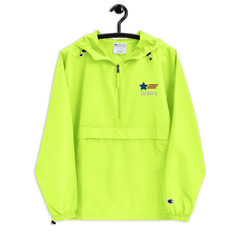 Embroidered Champion Packable Jacket Bomber Jacket Anorak Windbreaker