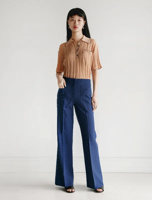 Portia Trousers Workwear Blue Trousers versatile all-occasion