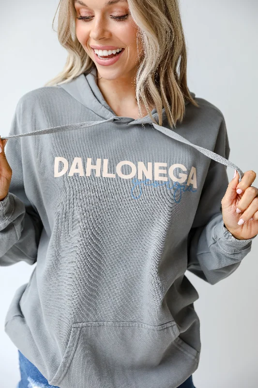 Grey Dahlonega Georgia Mountain Hoodie Hoodie with Hem Detail Decorative Unique