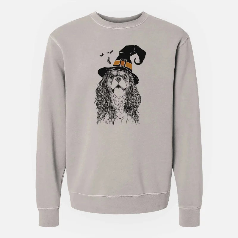 Witch Brandy the Cavalier King Charles Spaniel - Unisex Pigment Dyed Crew Sweatshirt Hoodie with Logo Branding Identity Witch Brandy the Cavalier King Charles Spaniel - Unisex Pigment Dyed Crew Sweatshirt Hoodie with Logo Branding Identity