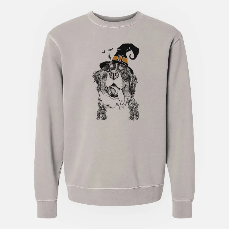 Witch Theo the Bernese Mountain Dog - Unisex Pigment Dyed Crew Sweatshirt Hoodie with Ribbed Hem Stretchable Secure Witch Theo the Bernese Mountain Dog - Unisex Pigment Dyed Crew Sweatshirt Hoodie with Ribbed Hem Stretchable Secure