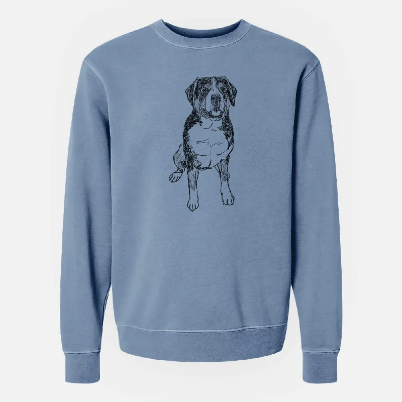 Doodled Harvey the Greater Swiss Mountain Dog - Unisex Pigment Dyed Crew Sweatshirt Hoodie with Zipper Versatile Modern