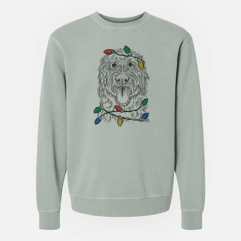Christmas Lights Bennett the Doodle - Unisex Pigment Dyed Crew Sweatshirt Hoodie with Illustration Artistic Creative Christmas Lights Bennett the Doodle - Unisex Pigment Dyed Crew Sweatshirt Hoodie with Illustration Artistic Creative