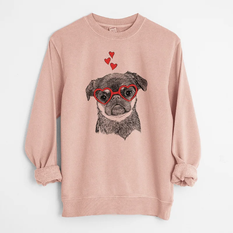 Valentine Simone the Brussels Griffon - Unisex Pigment Dyed Crew Sweatshirt Hoodie with Pattern Geometric Abstract