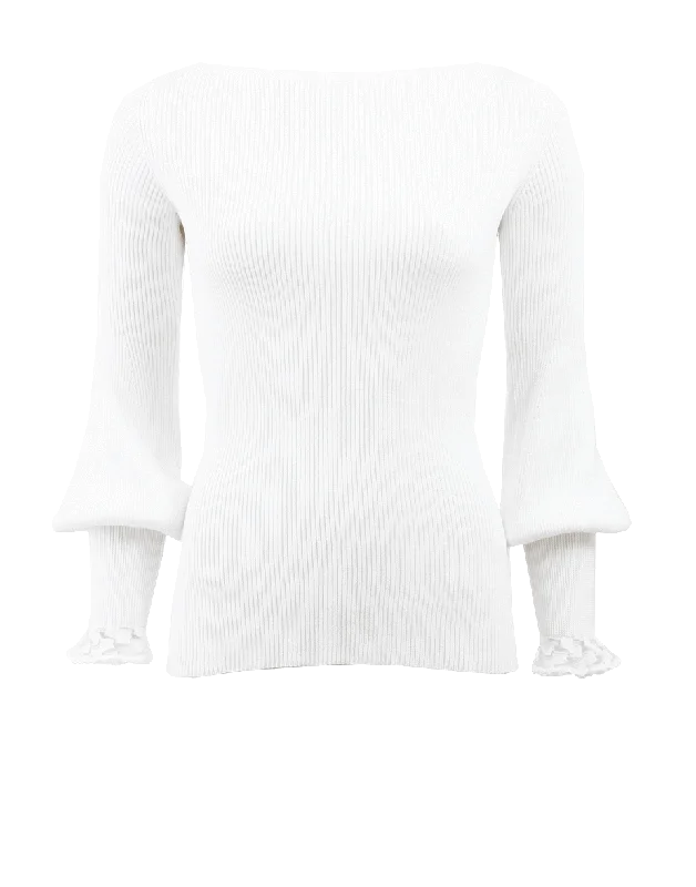 Bateau Neck Knit Top Sophisticated Knit Shirt