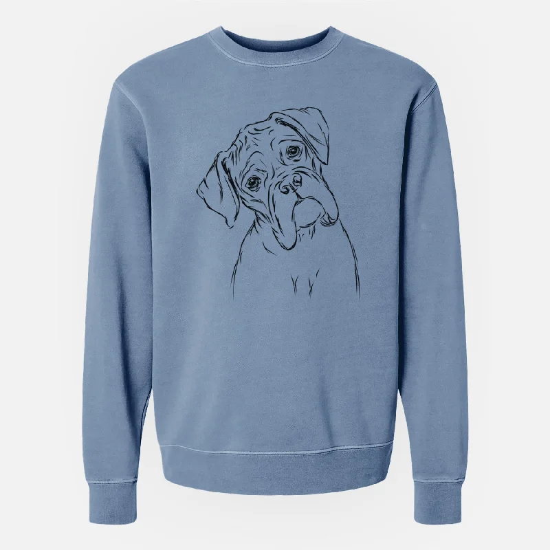 Bare Cooper the Boxer - Unisex Pigment Dyed Crew Sweatshirt Hoodie with Raglan Sleeves Sporty Comfortable