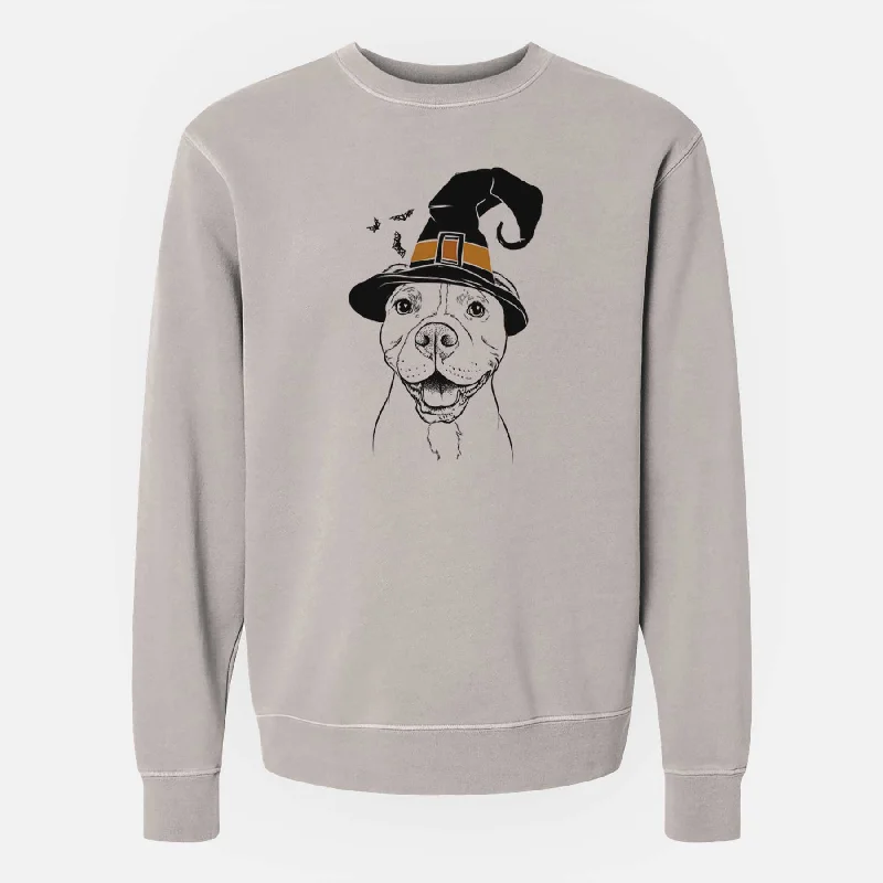 Witch Roscoe the Pitbull - Unisex Pigment Dyed Crew Sweatshirt Hoodie Dress Longline Feminine Witch Roscoe the Pitbull - Unisex Pigment Dyed Crew Sweatshirt Hoodie Dress Longline Feminine
