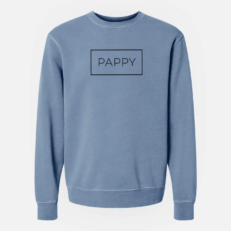 Pappy Boxed - 1 Line - Unisex Pigment Dyed Crew Sweatshirt Hoodie with Button Placket Classic Preppy