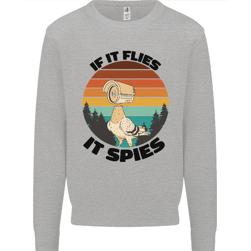 Conspiracy Theory If Flies it Spies Birds Funny Mens Sweatshirt Jumper Hoodie with Stripes Bold Sporty Conspiracy Theory If Flies it Spies Birds Funny Mens Sweatshirt Jumper Hoodie with Stripes Bold Sporty