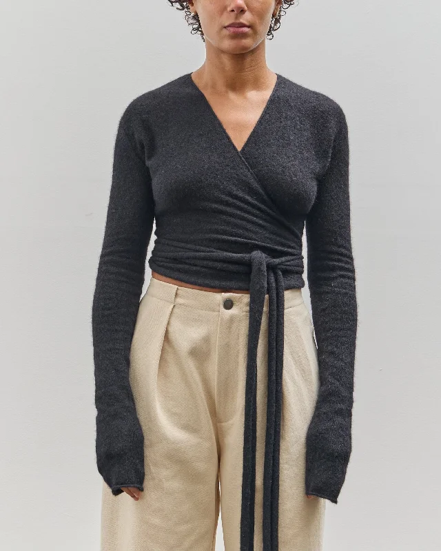 Lauren Manoogian Wrap Cardigan, Black Print Jacquard Patchwork