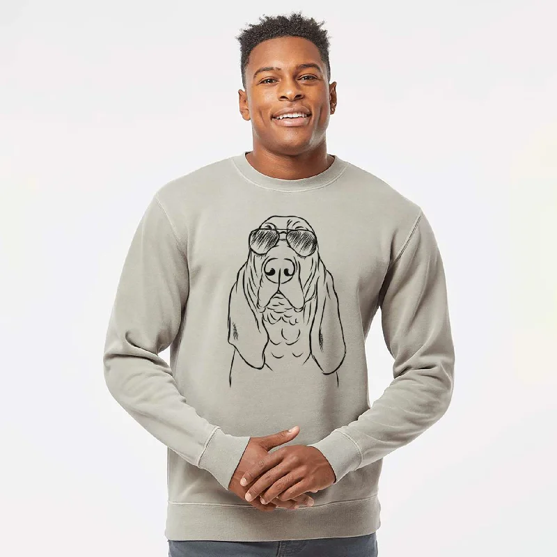 Aviator Baron the Bloodhound - Unisex Pigment Dyed Crew Sweatshirt Hoodie with Exposed Zipper Edgy Industrial Aviator Baron the Bloodhound - Unisex Pigment Dyed Crew Sweatshirt Hoodie with Exposed Zipper Edgy Industrial