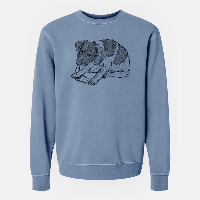 Doodled Dawson the German Shorthaired Pointer - Unisex Pigment Dyed Crew Sweatshirt Oversized Hoodie Comfort Casual