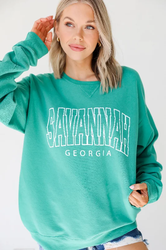 Green Savannah Georgia Sweatshirt Hoodie with Patch Decorative Personalized