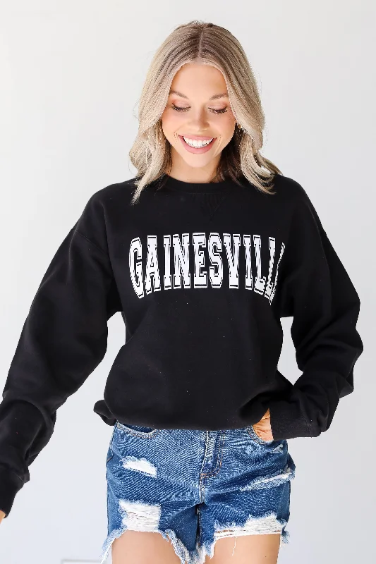Black Gainesville Sweatshirt Hoodie with Turtle Neck Cozy Winter
