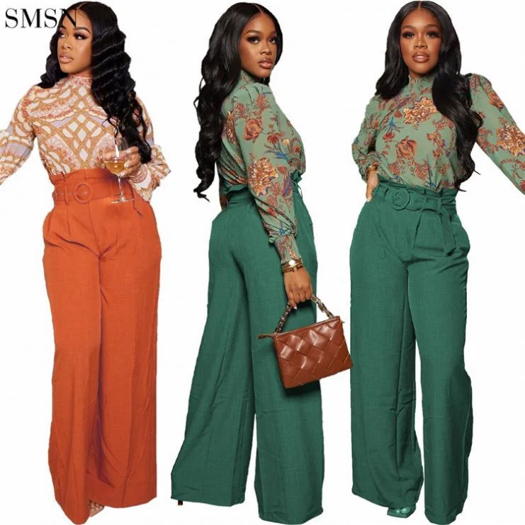 Hot Selling Solid Color Belt Wide Leg Casual Temperament Trousers Long Pants Women Autumn Ladies Long Pant Trousers Modern Contemporary Hot Selling Solid Color Belt Wide Leg Casual Temperament Trousers Long Pants Women Autumn Ladies Long Pant Trousers Modern Contemporary