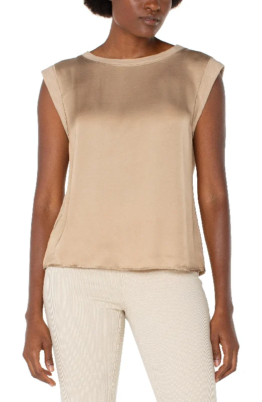 SLEEVELESS WOVEN KNIT TOP Royal Blue Knit Top