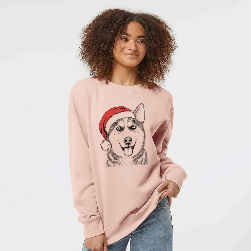 Santa Sesi the Siberian Husky - Unisex Pigment Dyed Crew Sweatshirt Hoodie with Lace Feminine Delicate Santa Sesi the Siberian Husky - Unisex Pigment Dyed Crew Sweatshirt Hoodie with Lace Feminine Delicate