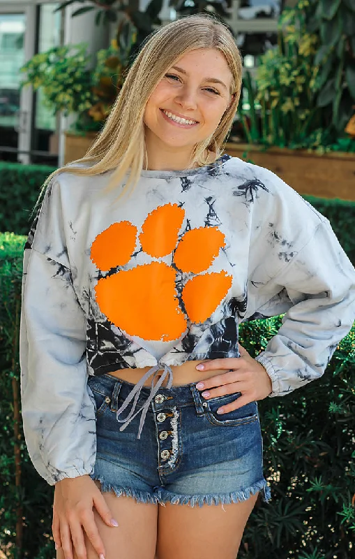 The Clemson Endzone Cropped Pullover Elbow Length Sleeve