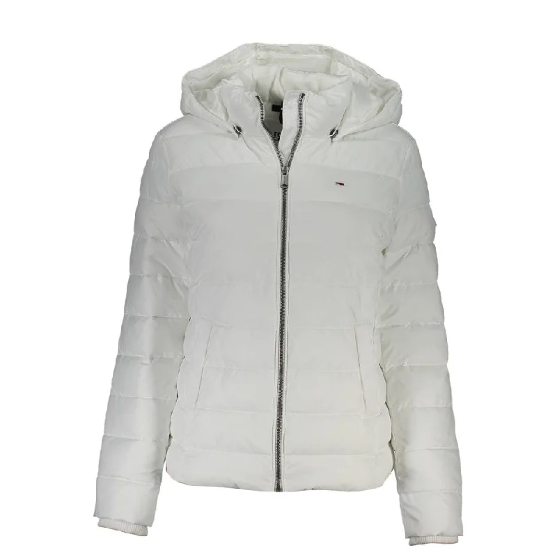 White Polyester Women Jacket Boat Neck Shawl Collar Notched Collar