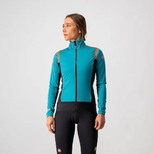 Castelli Women's Alpha RoS 2 Lightweight Jacket - Teal Herringbone Jacket Houndstooth Jacket Plaid Jacket