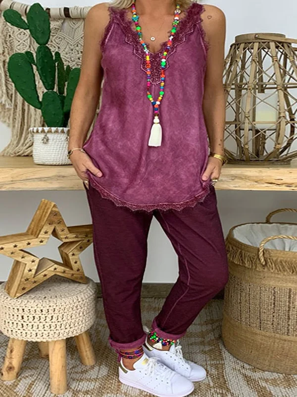 Lace Vest Trousers Solid Color Suit Trousers sophisticated sleek