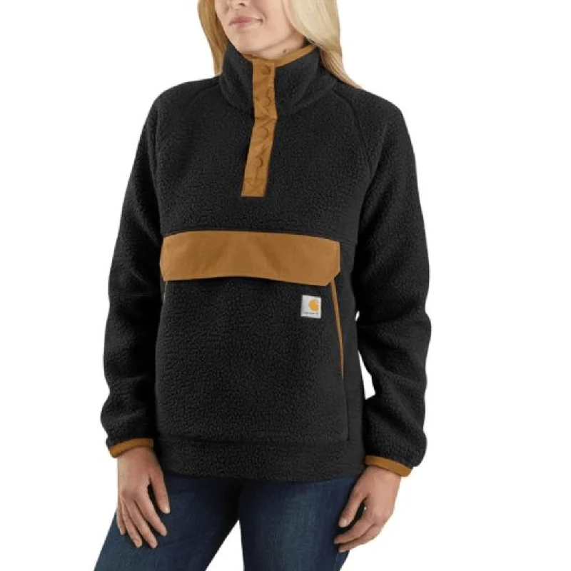 Women’s Quarter Snap Fleece Pullover - Black Open Front Cardigan