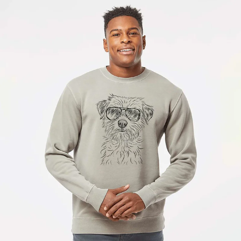 Aviator Benjamin the Border Terrier - Unisex Pigment Dyed Crew Sweatshirt Hoodie with Toggle Buttons Decorative Unique Aviator Benjamin the Border Terrier - Unisex Pigment Dyed Crew Sweatshirt Hoodie with Toggle Buttons Decorative Unique