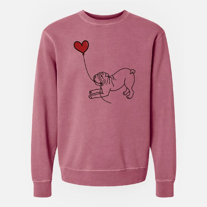 Shar Pei Heart String - Unisex Pigment Dyed Crew Sweatshirt Hoodie with Hem Ribbing Snug Secure