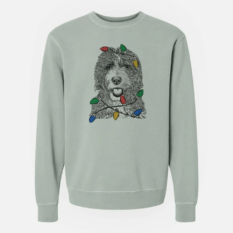 Christmas Lights Bash the Bernedoodle - Unisex Pigment Dyed Crew Sweatshirt Hoodie with Hem Lace Feminine Delicate Christmas Lights Bash the Bernedoodle - Unisex Pigment Dyed Crew Sweatshirt Hoodie with Hem Lace Feminine Delicate