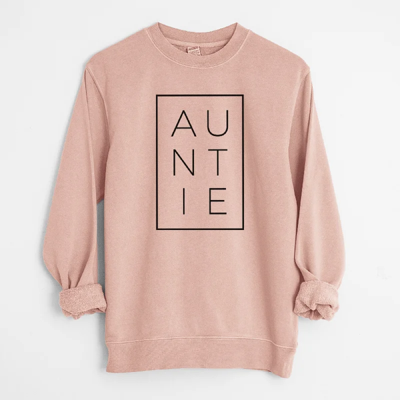 Auntie Boxed - Unisex Pigment Dyed Crew Sweatshirt Hoodie with Rolled Sleeves Casual Relaxed