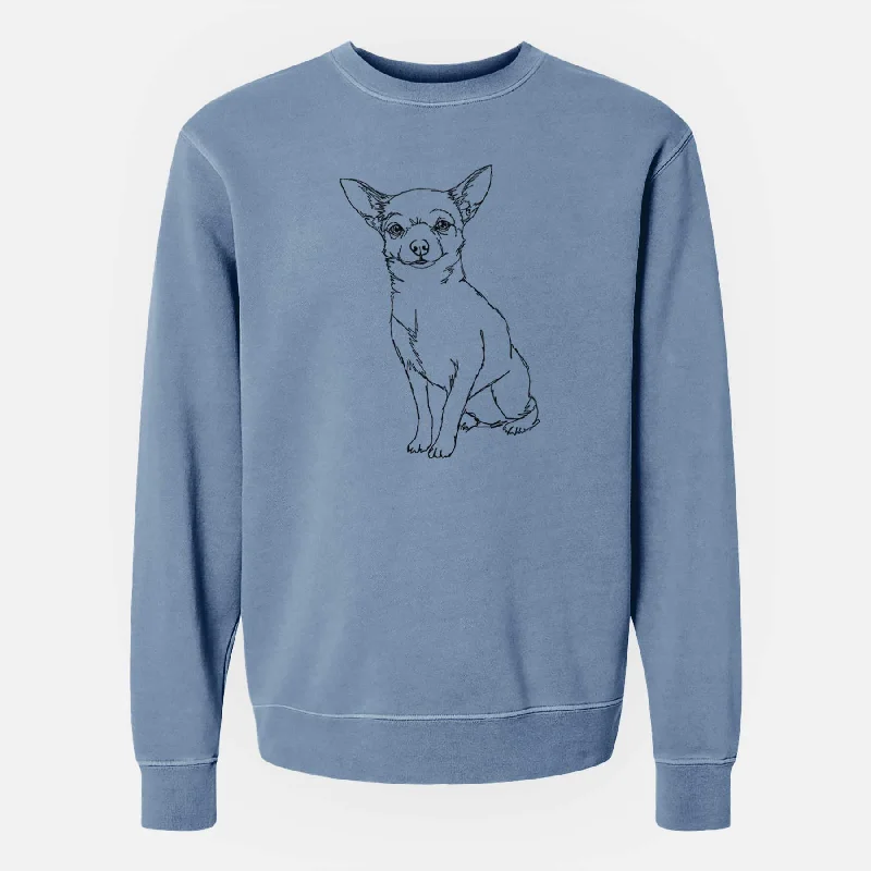 Doodled Chihuahua the  - Unisex Pigment Dyed Crew Sweatshirt Hoodie with Lace Feminine Delicate