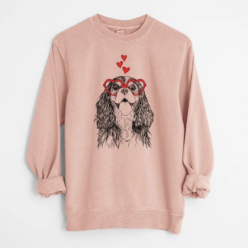Valentine Brandy the Cavalier King Charles Spaniel - Unisex Pigment Dyed Crew Sweatshirt Cotton Hoodie Fleece Lining Warmth Valentine Brandy the Cavalier King Charles Spaniel - Unisex Pigment Dyed Crew Sweatshirt Cotton Hoodie Fleece Lining Warmth