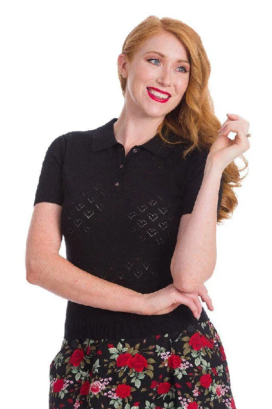 Smart Love Hearts Knit Top Retro Knit Shirt