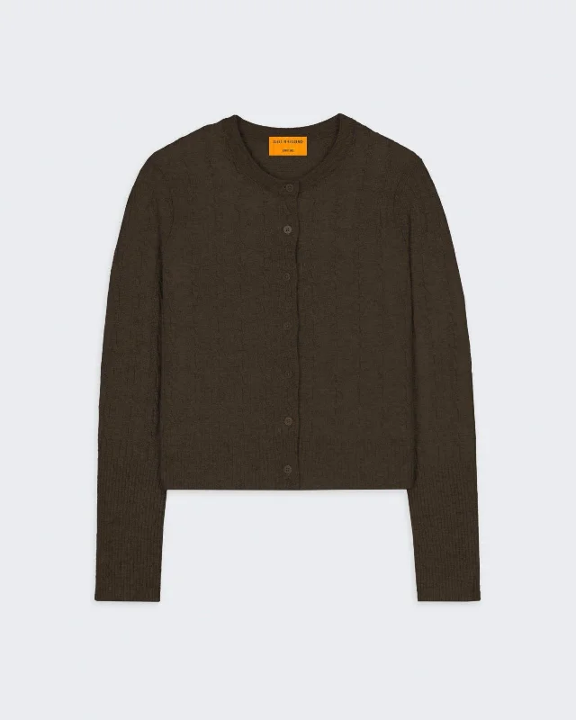 Jane Cable Cardigan - Chestnut Lightweight Heavyweight Midweight
