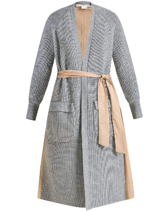 Pearl Mixed-Media Trench Cardigan Beaded Cardigan Sequined Faux Fur