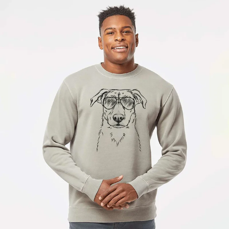 Aviator Peanut the Lab Mix - Unisex Pigment Dyed Crew Sweatshirt Hoodie with Cropped Fit Short Trendy