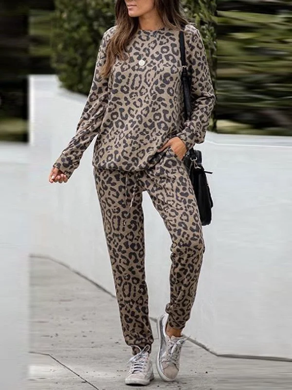 Round Neck Trousers Casual Set Trousers Brand Named
