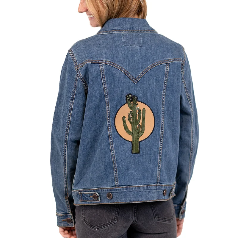 Wrangler Cactus Denim Jacket - Women's Lace Jacket Ribbed Jacket Sequined Jacket