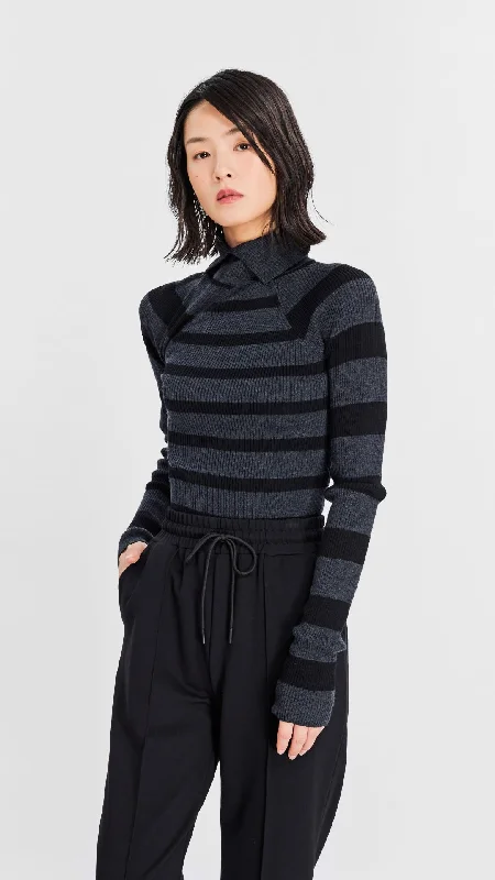 Asymmetric Striped Pullover Box Sleeve Comfort