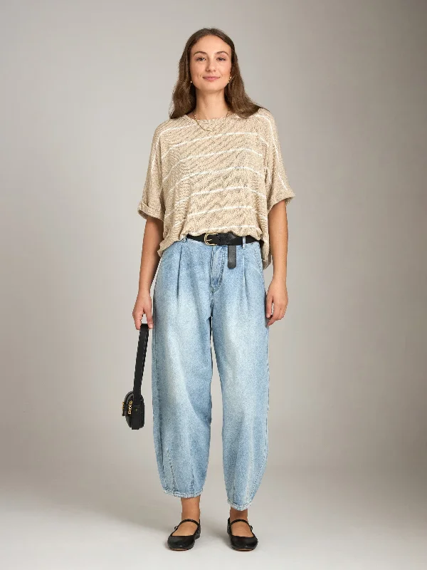 Breezy Stripes Knit Top Eco-Friendly Knit Top