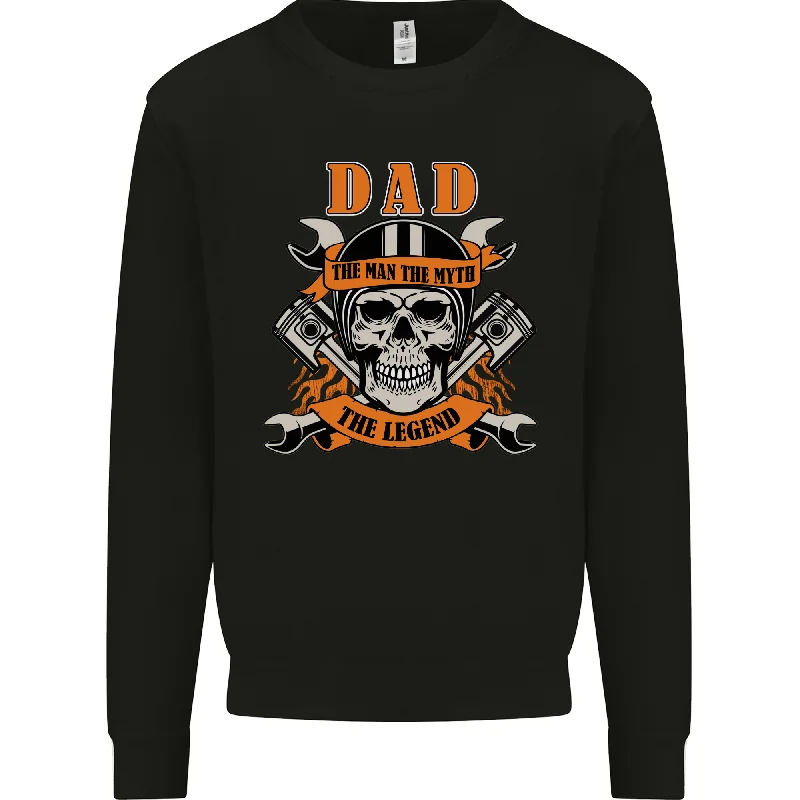 Biker Dad the Man Myth Legend Funny Mens Sweatshirt Jumper Hoodie with Half-Zip Sporty Casual