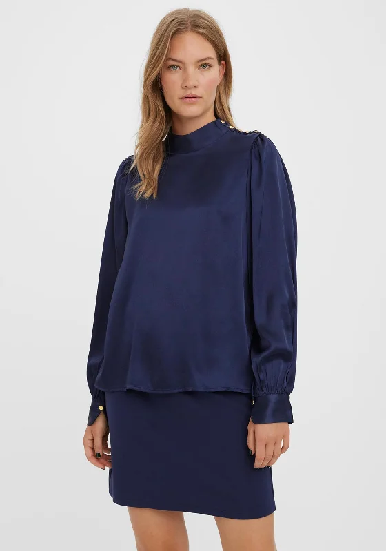 Vero Moda Lola Satin Top, Navy Blazer Women's Handmade Blazer
