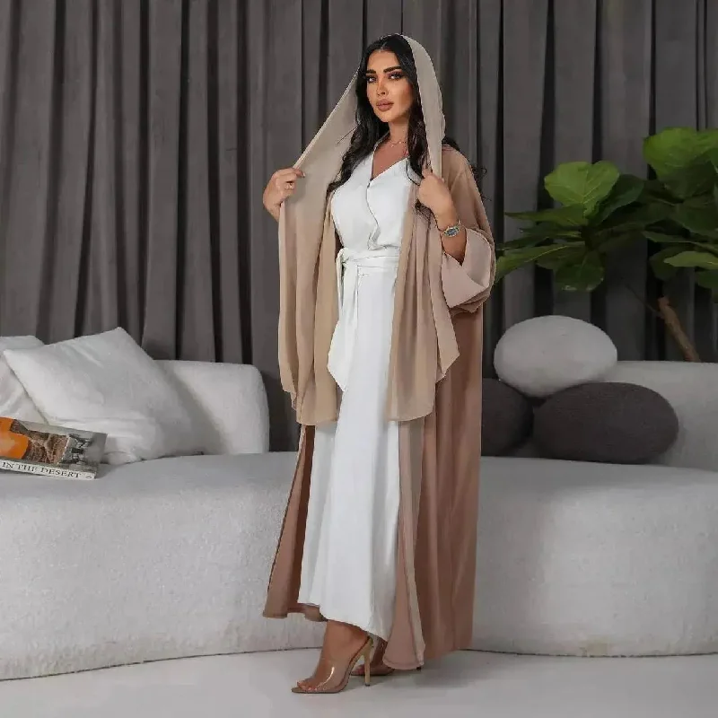 Arab  Cardigan Coat Chiffon Patchwork Lightweight Heavyweight Midweight