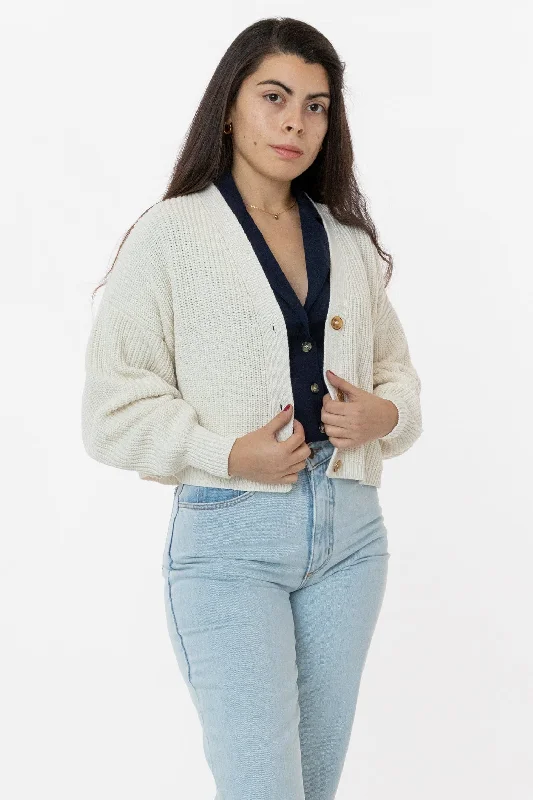 FM35GD - Fisherman Cropped Cardigan Chenille Blend Fleece Blend Nylon Blend