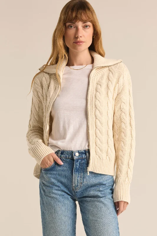 Hemmingway Cable Cardigan Terry Blend Velvet Blend Canvas Blend