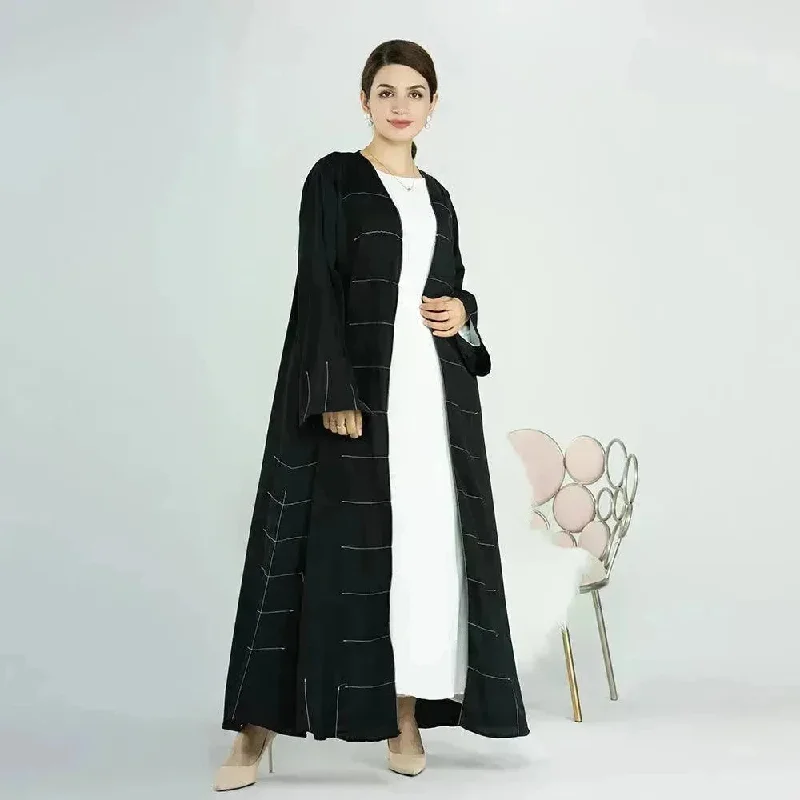 Solid Color Cardigan Abaya Dress Robe for Elegant Arab Dubai Turkey Middle Eastern Women. Jersey Fabric Tulle Fabric Batik Fabric