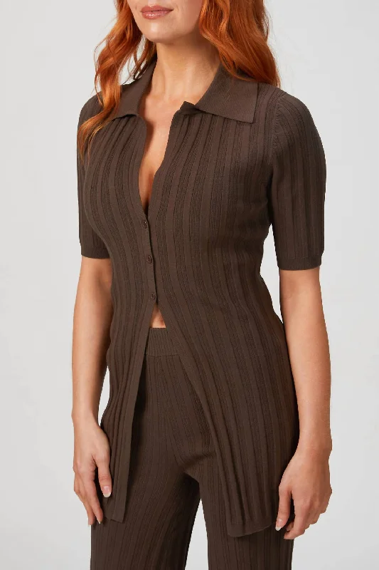 Waverly Knit Top In Espresso Autumn Knit Shirt
