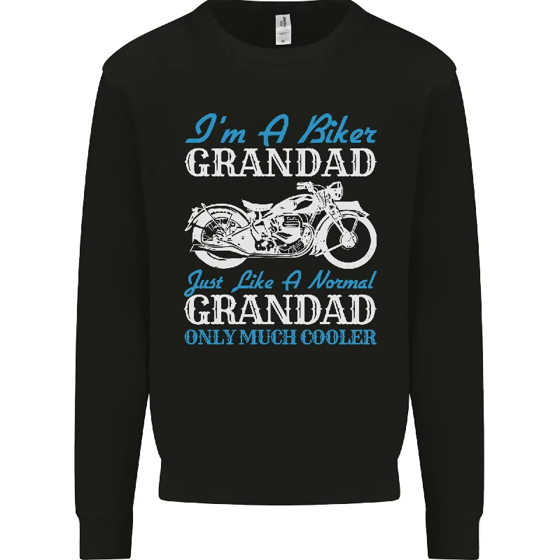 Biker Grandad Grandparents Day Motorcycle Bike Mens Sweatshirt Jumper Hoodie with Front Slit Layering Stylish