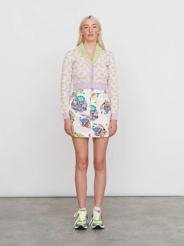 Flower Repeat Furry Cardigan Chenille Brocade Lace